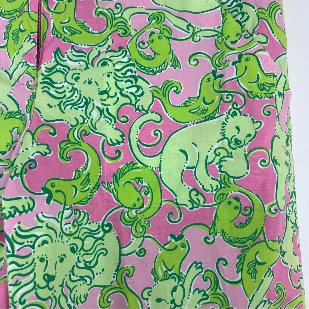 Lilly Pulitzer green lion fish wide leg capris. 8 - Picture 4 of 11